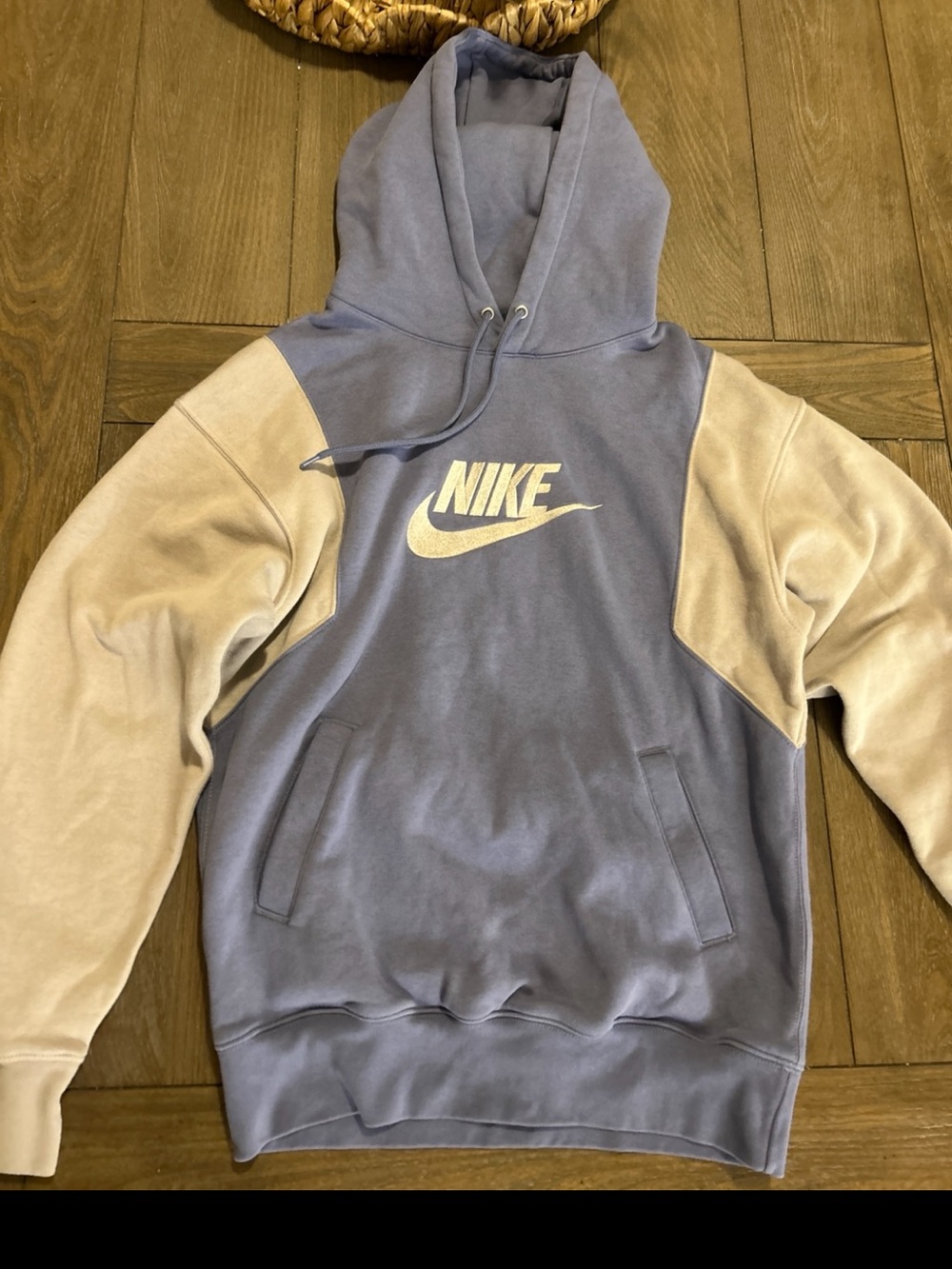 Nike Men's Two-Tone Blue & Cream Crewneck Hoodie